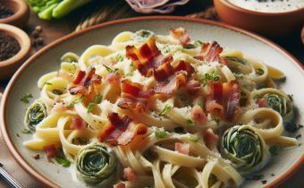 Pâtes chicon lardon crème